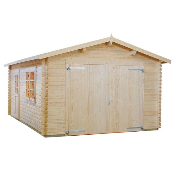 Roger | Cabin 5.5m x Single - (44mm) 3.6m Garage Shedstore Palmako Double Log Doors