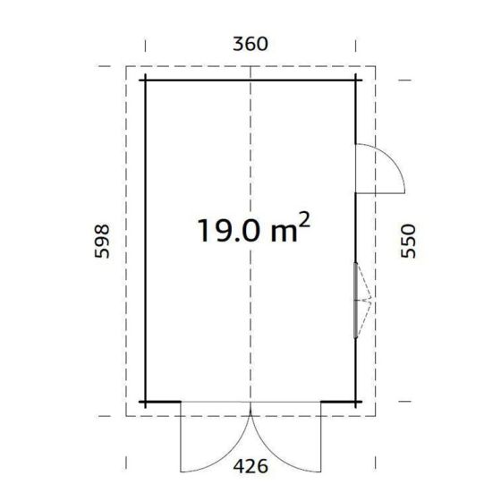 Roger Double Shedstore x Single - | 3.6m Cabin (44mm) Palmako Log 5.5m Garage Doors