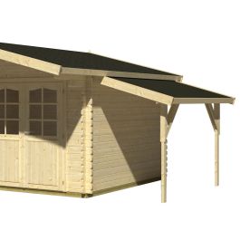 Roger Single x Shedstore 5.5m Cabin - Double Log (44mm) | 3.6m Garage Doors Palmako