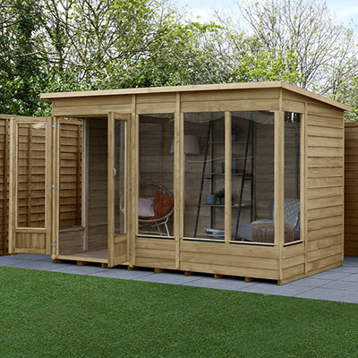 a 10x6 wooden garden summerhouse with double doors